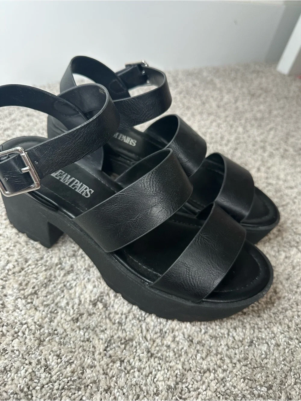 Chunky Black Platform Sandal Heels